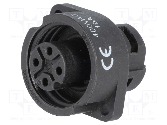 Socket; female; WA22; PIN: 4; 3+PE; IP67; 16A; screw terminal; 400V