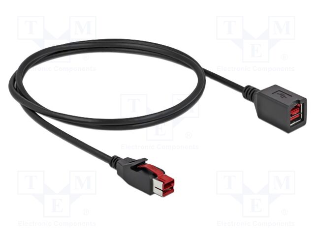 Cable; PoweredUSB socket,PoweredUSB plug; 1m; black; 20AWG,26AWG