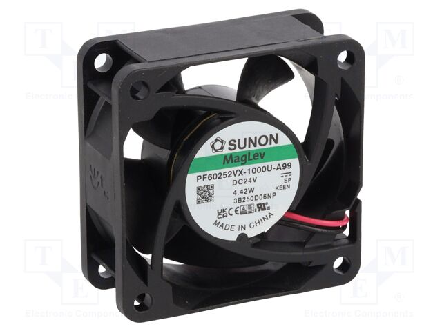 Fan: DC; axial; 24VDC; 60x60x25mm; 67.96m3/h; 46dBA; Vapo; 8300rpm