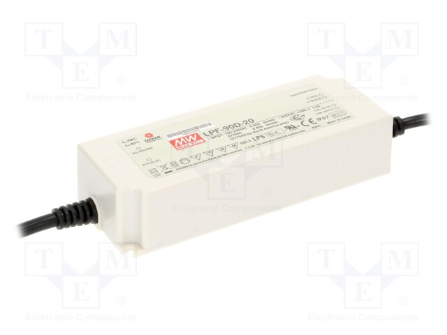 Power supply: switched-mode; LED; 90W; 20VDC; 12÷20VDC; 4.5A; IP67