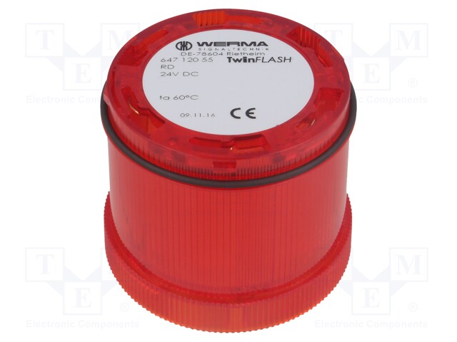 Signaller: lighting; flashing light; Colour: red; Usup: 24VDC; LED