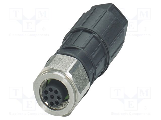 Connector: M12; plug; PIN: 8; 30V; straight; IP65; IDC; Contacts: CuSn
