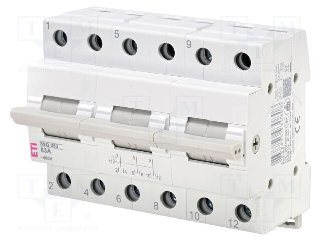 Mains-generator switch; Poles: 3; 230/400VAC; 80A; IP20
