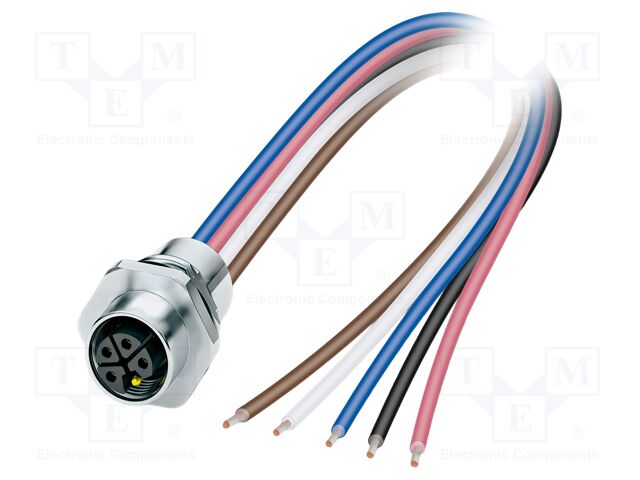 Connector: M12; socket; PIN: 5; female; straight; cables; 1m