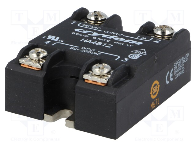Relay: solid state; Ucntrl: 4÷32VDC; 12A; 48÷530VAC; -40÷80°C