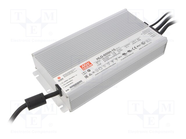 Power supply: switched-mode; LED; 540W; 15VDC; 36A; 90÷305VAC; IP67