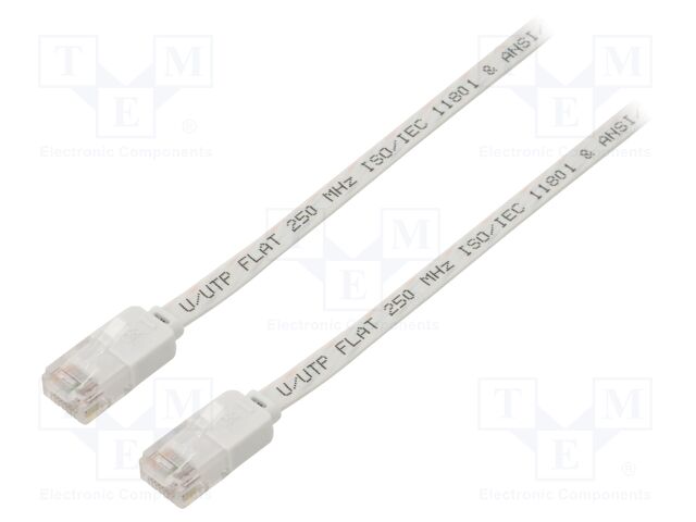 Patch cord; U/UTP; 6; stranded; Cu; PVC; white; Len: 3m; 32AWG