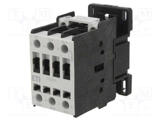 Contactor: 3-pole; NO x3; 230VAC; 25A; DIN,on panel; CEM; -25÷55°C