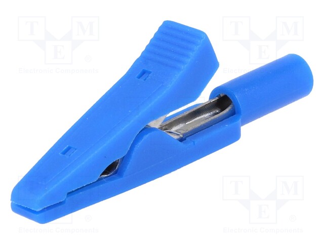 Crocodile clip; 10A; 60VDC; blue; Overall len: 41.5mm