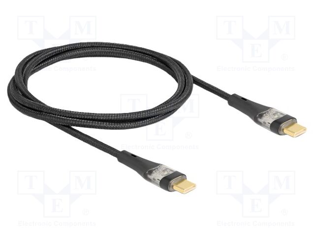 Cable; USB 2.0; USB C plug,both sides; 1m; black; 21AWG,28AWG