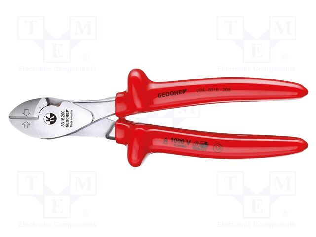 Pliers; side,cutting,insulated; 200mm; steel; Plating: chromium