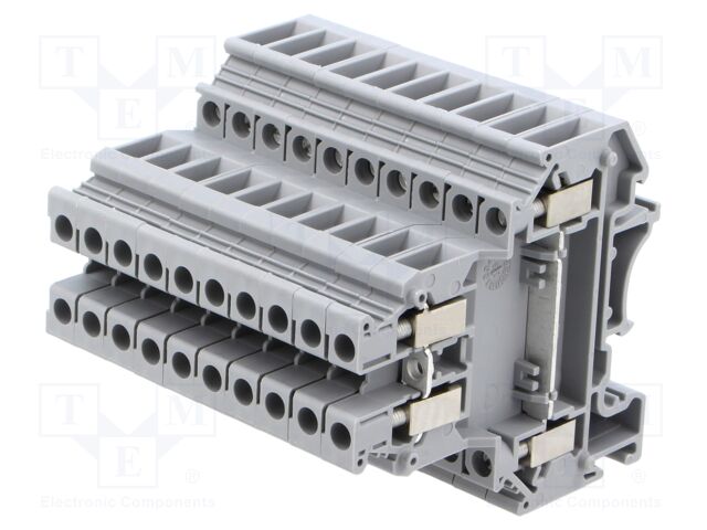 Splice terminal: rail; 0.2÷4mm2; ways: 2; terminals: 4; grey; 32A