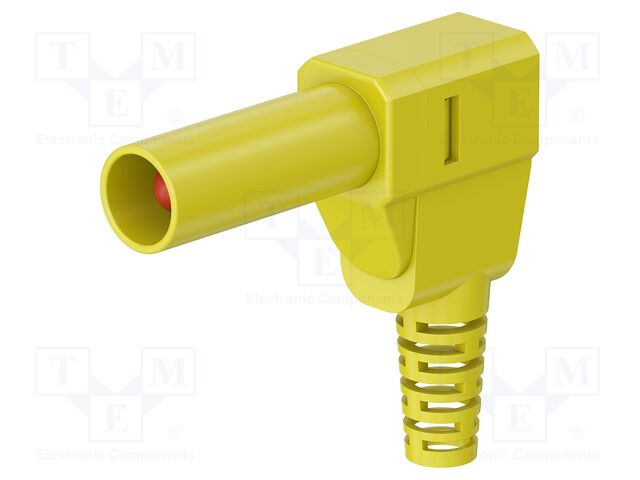 Connector: 4mm banana; plug; 32A; 500V; yellow; insulated; soldered