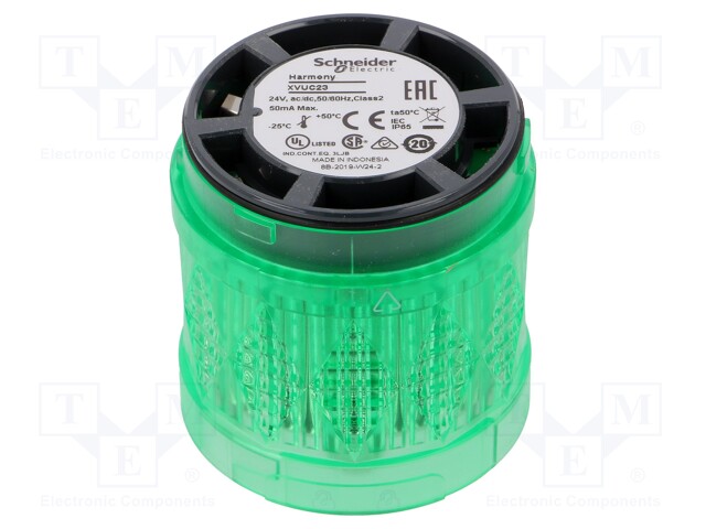 Signaller: lighting; continuous light; Colour: green; Usup: 24VDC