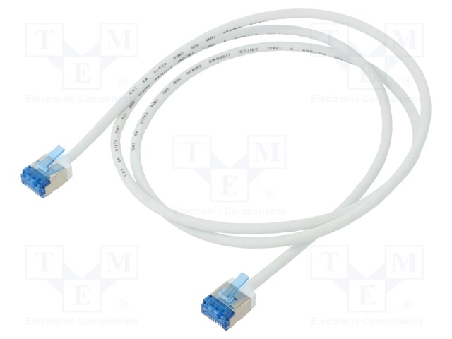 Patch cord; U/FTP; 6a; stranded; Cu; LSZH; white; 1m; 32AWG; -20÷75°C