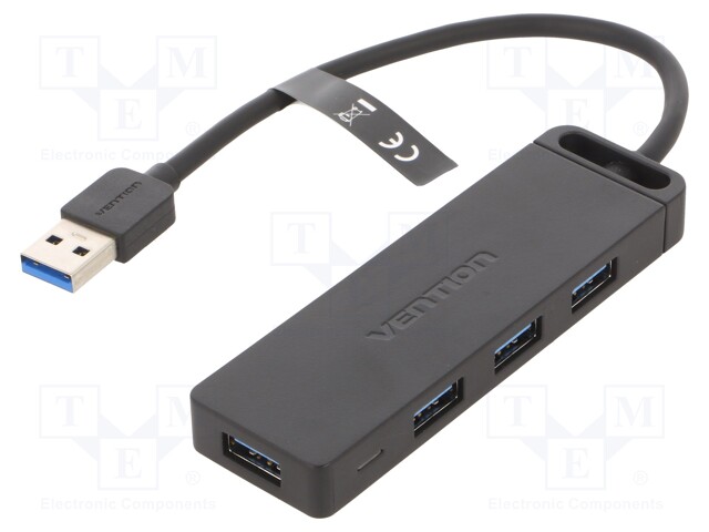 Hub USB; USB 3.0; PnP; black; Number of ports: 4; 5Gbps