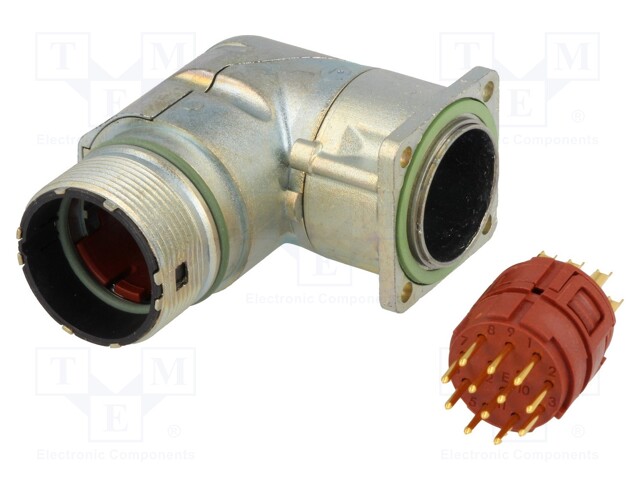 Connector: M23; socket; PIN: 12; male; soldering; angled 90°; 7A