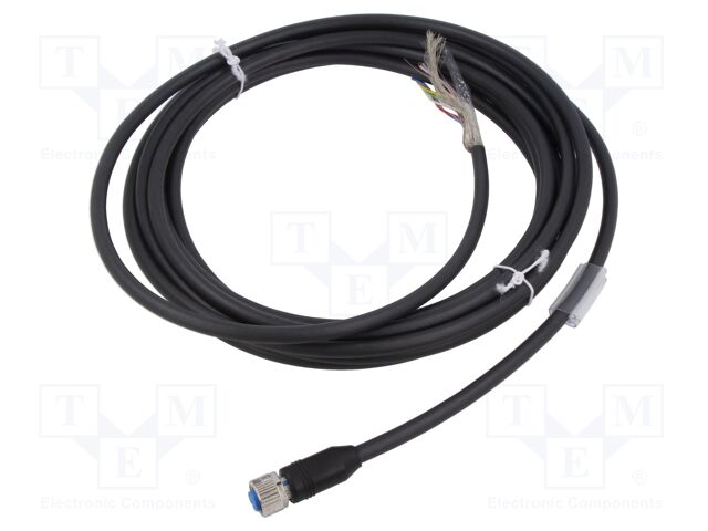 Connection lead; M12; PIN: 8; straight; 5m; plug; 30VAC; 2A; -40÷80°C