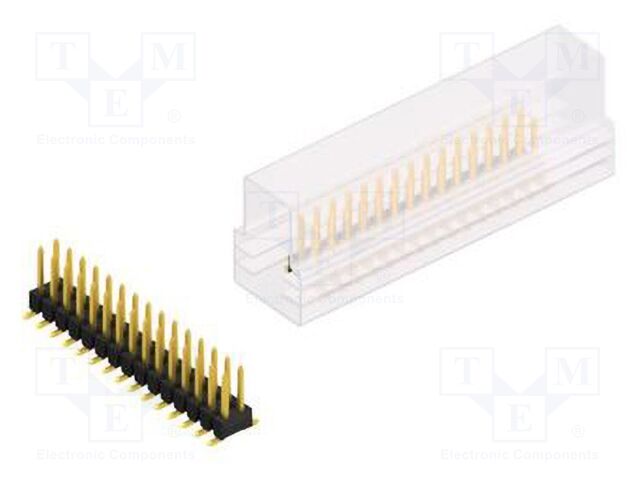 Connector: pin strips; pin header; male; PIN: 30; 2.54mm; SMT; 2x15