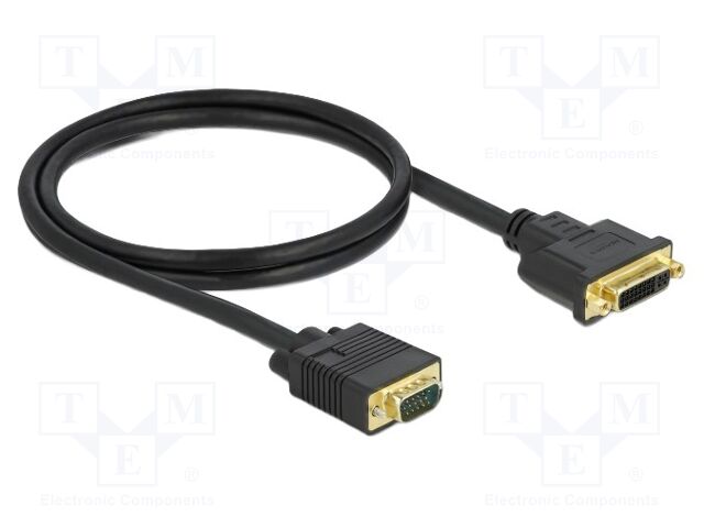Cable; DVI-I (24+5) socket,VGA male; single link; Len: 1m; black