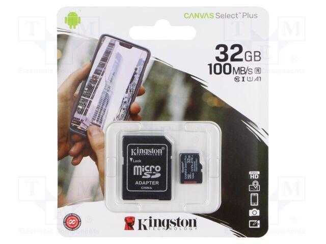 Memory card; microSD; R: 100MB/s; W: 80MB/s; Class 10 UHS I U3