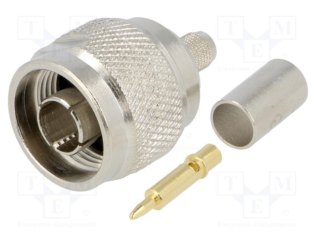 Plug; N; male; straight; 50Ω; H155; crimped; for cable; teflon