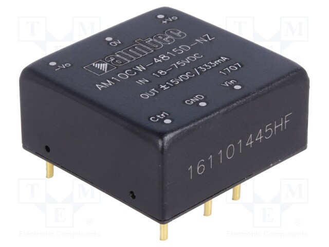 Converter: DC/DC; 10W; Uin: 18÷75V; Uout: 15VDC; Uout2: -15VDC; 1"x1"