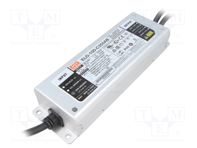 Power supply: switched-mode; LED; 100.1W; 143÷286VDC; 175÷350mA