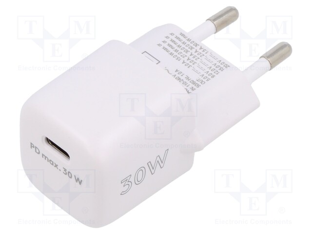 Power supply: switched-mode; plug; 5÷20VDC; 30W; Plug: EU; 84.5%