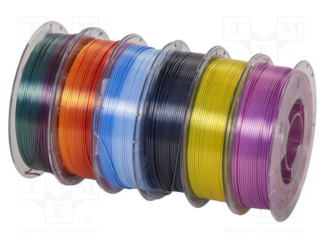 Filament: multipack; 1.75mm; 2.1kg; Kit: 350g x 6,PLA Silk; 6pcs.