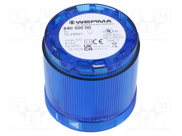 Signaller: lighting; blue; 12÷230VDC; 12÷230VAC; IP54; Ø70x66mm