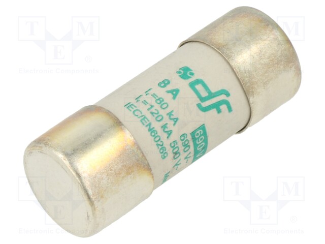 Fuse: fuse; aM; 8A; 690VAC; ceramic,cylindrical,industrial