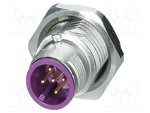 Connector: M12; socket; PIN: 5; male; 60V; straight; THT; A code; 4A