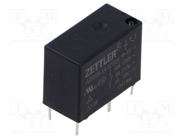 Relay: electromagnetic; SPST-NO; Ucoil: 5VDC; 5A/277VAC; 5A/30VDC