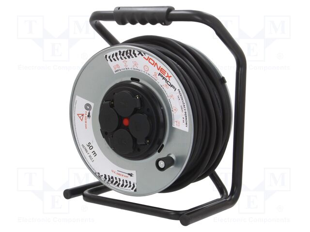 Extension lead; reel,with non-rotating sockets; Sockets: 4; 50m