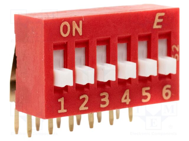 DIP SWITCH, 6POS, SPST, SLIDE, TH