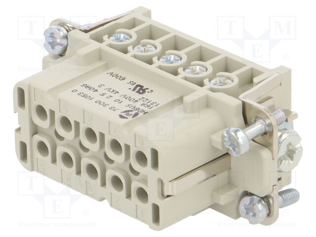 Connector: HDC; female; PIN: 10; size 10; contact insert; 400V; 16A