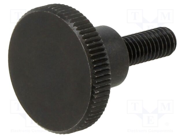 Knob; Ø: 24mm; Ext.thread: M6; 16mm; H: 15mm; steel; knurled