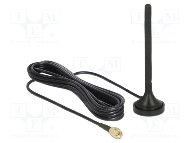 Antenna; GSM,LTE,UMTS,external; black; SMA; magnetic; male; 50Ω; 3m