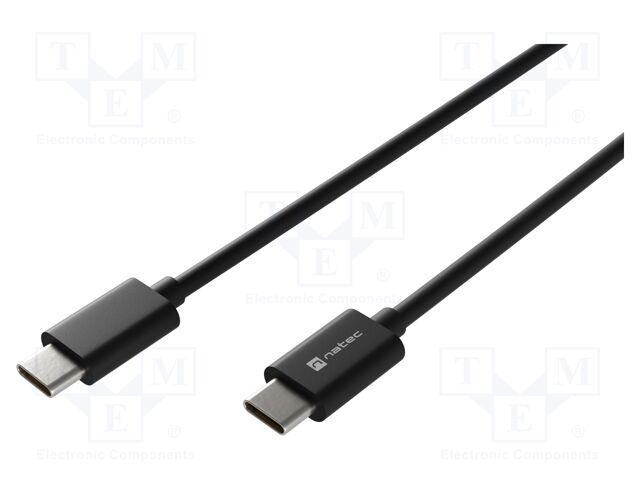 Cable; USB 2.0; USB C plug,both sides; 0.2m; black; 20AWG,28AWG
