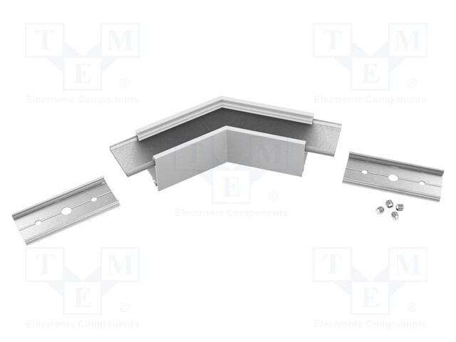 Connector 135°; silver; aluminium,polycarbonate; anodized