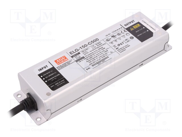 Power supply: switched-mode; LED; 150W; 150÷300VDC; 500mA; IP67