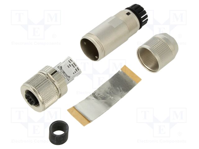 Connector: M12; plug; PIN: 4; female; straight; IDC; for cable