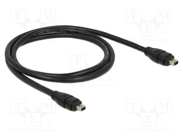 Cable; FireWire 4pin plug,both sides; 1m; black; Øcable: 5.5mm