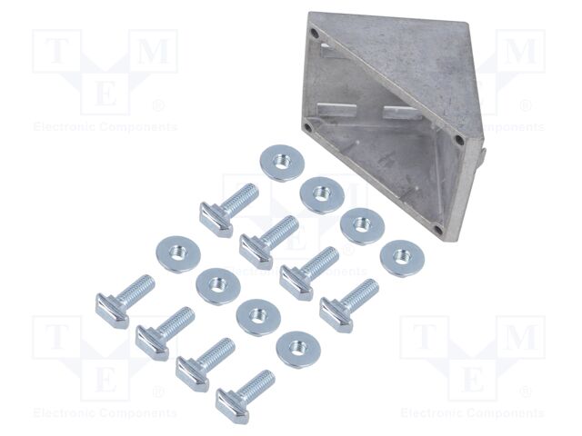 Angle bracket; for profiles; W: 74mm; H: 76mm; L: 76mm; aluminium