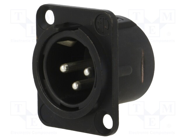 Socket; XLR; male; PIN: 3; flange (2 holes),for panel mounting