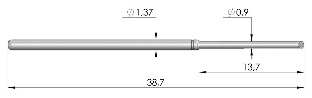 Test needle; Operational spring compression: 9.3mm; 8A; Ø: 0.9mm
