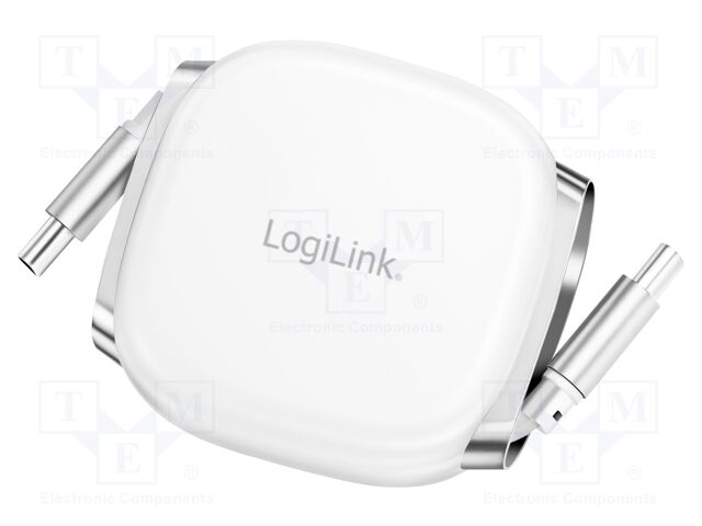 Cable; USB 2.0,rolled; USB C plug; 1m; white; TPE; 480Mbps; 60W