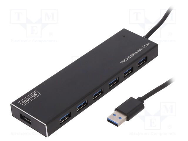 Hub USB; USB 3.0; black; Number of ports: 7; 5Gbps