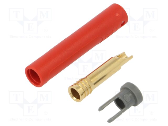 Connector: 4mm banana; socket; 32A; 30VAC; 60VDC; L: 43.5mm; red